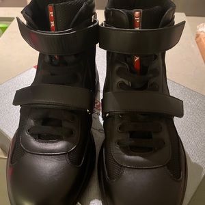 NWT- Prada Leather and Fabric Hightops